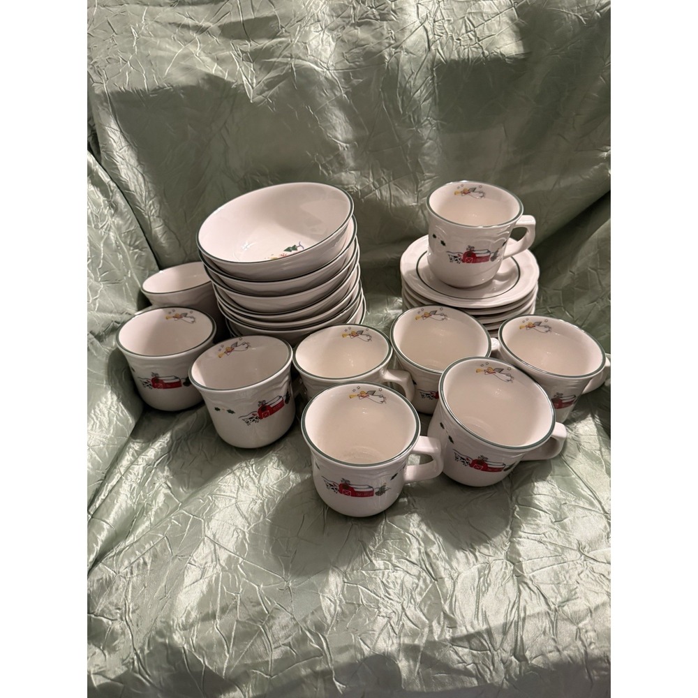 Pfaltzgraff Snow Village Ceramic Set - Cup, Bowl, Saucer